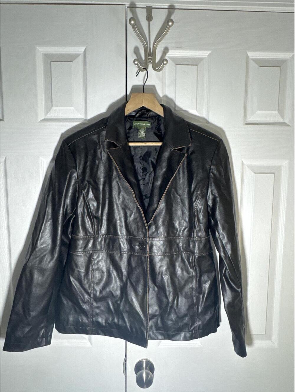 Mountain Lake Black Faux Leather Blazer Jacket Size Large